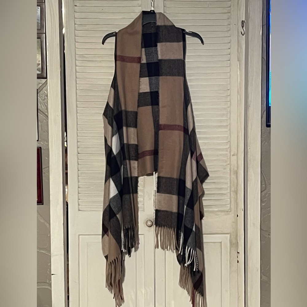Sky Cashmere Plaid Vest Scarf